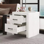 Comodino Famapy con due cassetti, finitura legno, mobile contenitore verticale, tavolino da notte