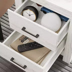 Comodino Famapy con due cassetti, finitura legno, mobile contenitore verticale, tavolino da notte