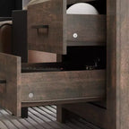 Comodino Famapy con due cassetti, finitura legno, mobile contenitore verticale, tavolino da notte