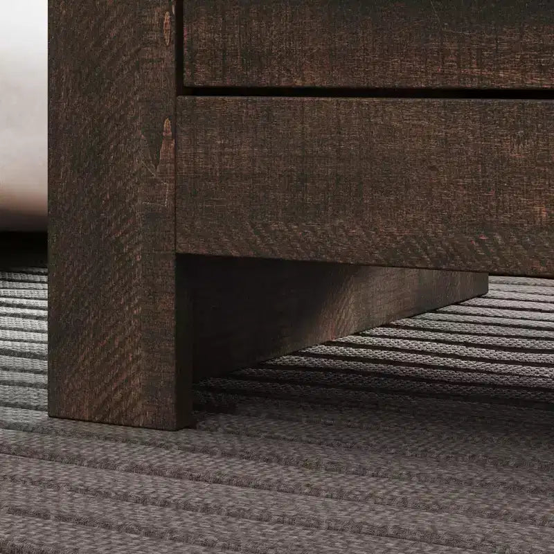 Comodino Famapy con due cassetti, finitura legno, mobile contenitore verticale, tavolino da notte