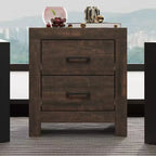 Comodino Famapy con due cassetti, finitura legno, mobile contenitore verticale, tavolino da notte