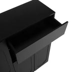 Panca portaoggetti 51W, scarpiera con cuscino, ripiani regolabili, ante ad arco e dispositivi di rimbalzo, bianco/nero - ModernL