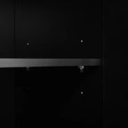 Panca portaoggetti 51W, scarpiera con cuscino, ripiani regolabili, ante ad arco e dispositivi di rimbalzo, bianco/nero - ModernL