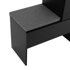 Panca portaoggetti 51W, scarpiera con cuscino, ripiani regolabili, ante ad arco e dispositivi di rimbalzo, bianco/nero - ModernL