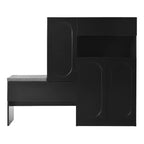 Panca portaoggetti 51W, scarpiera con cuscino, ripiani regolabili, ante ad arco e dispositivi di rimbalzo, bianco/nero - ModernL
