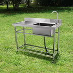 VEVOR Lavello Utility in Acciaio Inossidabile, Set Lavello da Cucina Commerciale a Vasca Singola Autoportante con Banco da Lavoro, per Garage, Ristorante, Lavanderia