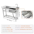 VEVOR Lavello Utility in Acciaio Inossidabile, Set Lavello da Cucina Commerciale a Vasca Singola Autoportante con Banco da Lavoro, per Garage, Ristorante, Lavanderia