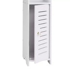 VECELO Mobiletto angolare da bagno, scaffale angolare impermeabile con portarotolo di carta igienica, organizer stretto salvaspazio, bianco