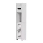 VECELO Mobiletto angolare da bagno, scaffale angolare impermeabile con portarotolo di carta igienica, organizer stretto salvaspazio, bianco