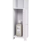 VECELO Mobiletto angolare da bagno, scaffale angolare impermeabile con portarotolo di carta igienica, organizer stretto salvaspazio, bianco