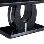 Tavolino da caffè/centrotavola 43W, motivo marmo/venatura legno, minimalista, bianco/nero/noce-ModernLuxe