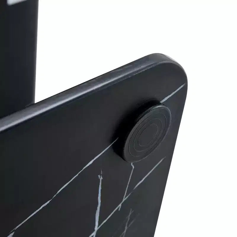 Tavolino da caffè/centrotavola 43W, motivo marmo/venatura legno, minimalista, bianco/nero/noce-ModernLuxe