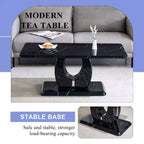 Tavolino da caffè/centrotavola 43W, motivo marmo/venatura legno, minimalista, bianco/nero/noce-ModernLuxe