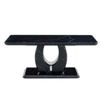 Tavolino da caffè/centrotavola 43W, motivo marmo/venatura legno, minimalista, bianco/nero/noce-ModernLuxe