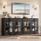 35,4 Credenze e Buffet con ante, Credenza da Cucina con antine in vetro, Buffet Moderno con cassetti, Credenza Bianca