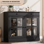 35,4 Credenze e Buffet con ante, Credenza da Cucina con antine in vetro, Buffet Moderno con cassetti, Credenza Bianca