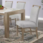 Sedie da pranzo imbottite Roundhill Furniture Zelalle, in tessuto grigio chiaro con gambe in legno di gomma, set da 2 pezzi