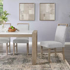 Sedie da pranzo imbottite Roundhill Furniture Zelalle, in tessuto grigio chiaro con gambe in legno di gomma, set da 2 pezzi