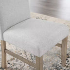 Sedie da pranzo imbottite Roundhill Furniture Zelalle, in tessuto grigio chiaro con gambe in legno di gomma, set da 2 pezzi