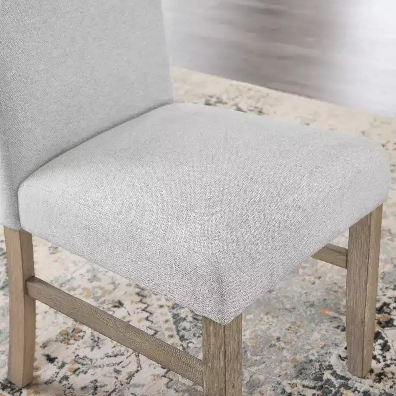 Sedie da pranzo imbottite Roundhill Furniture Zelalle, in tessuto grigio chiaro con gambe in legno di gomma, set da 2 pezzi