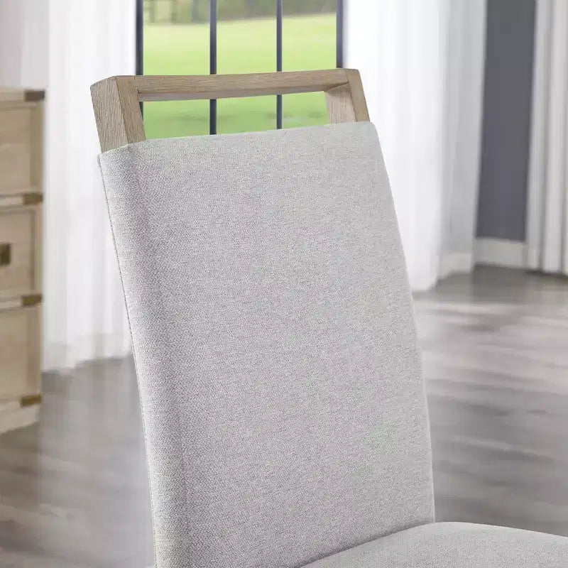 Sedie da pranzo imbottite Roundhill Furniture Zelalle, in tessuto grigio chiaro con gambe in legno di gomma, set da 2 pezzi