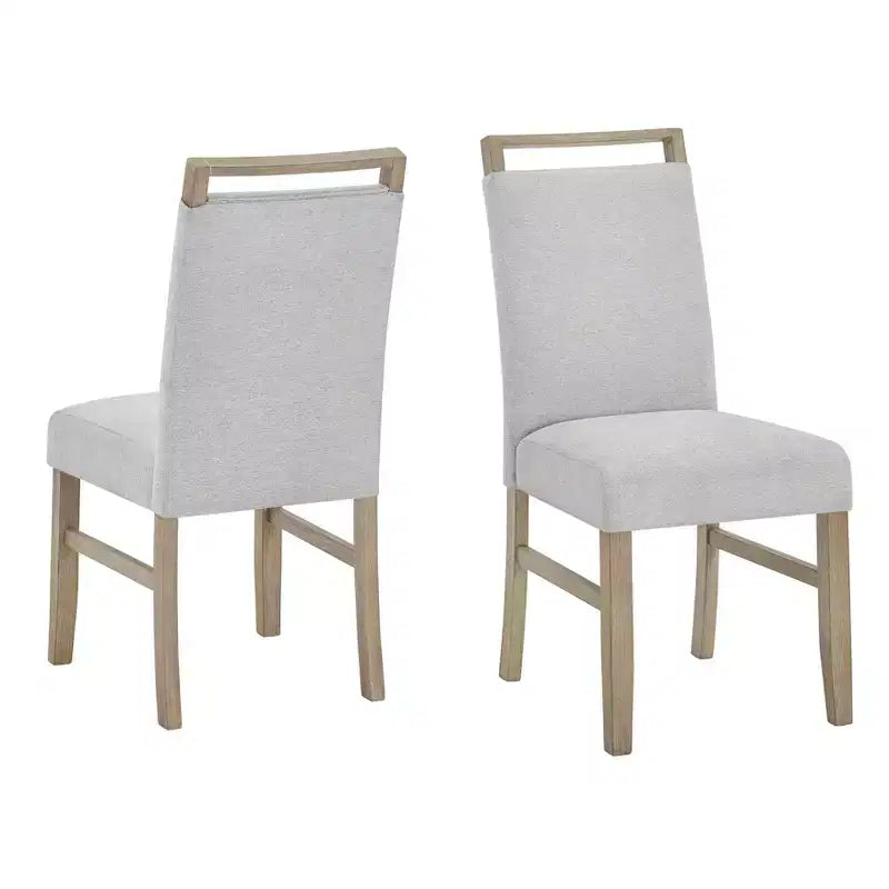 Sedie da pranzo imbottite Roundhill Furniture Zelalle, in tessuto grigio chiaro con gambe in legno di gomma, set da 2 pezzi