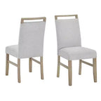Sedie da pranzo imbottite Roundhill Furniture Zelalle, in tessuto grigio chiaro con gambe in legno di gomma, set da 2 pezzi