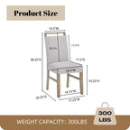 Sedie da pranzo imbottite Roundhill Furniture Zelalle, in tessuto grigio chiaro con gambe in legno di gomma, set da 2 pezzi