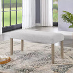 Panca imbottita Zelalle di Roundhill Furniture, in tessuto grigio chiaro con gambe in legno di gomma