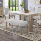 Panca imbottita Zelalle di Roundhill Furniture, in tessuto grigio chiaro con gambe in legno di gomma