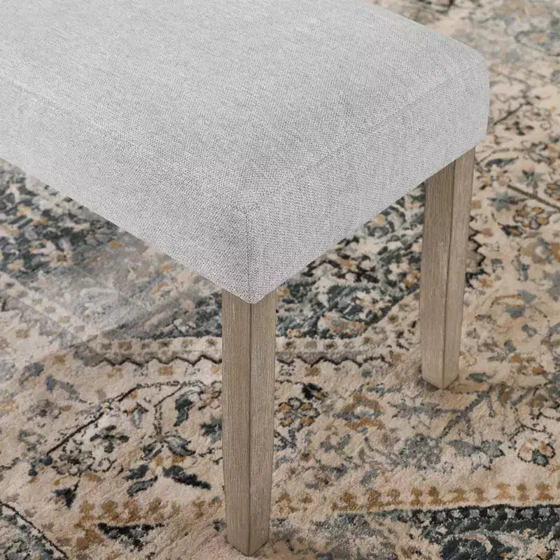 Panca imbottita Zelalle di Roundhill Furniture, in tessuto grigio chiaro con gambe in legno di gomma