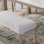Panca imbottita Zelalle di Roundhill Furniture, in tessuto grigio chiaro con gambe in legno di gomma