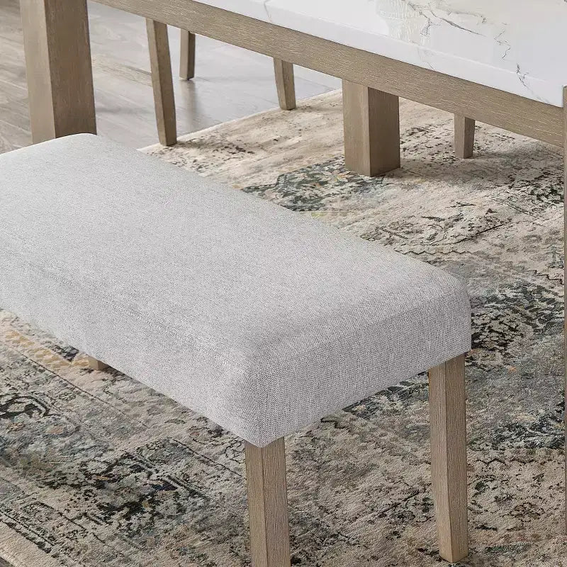 Panca imbottita Zelalle di Roundhill Furniture, in tessuto grigio chiaro con gambe in legno di gomma