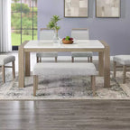 Panca imbottita Zelalle di Roundhill Furniture, in tessuto grigio chiaro con gambe in legno di gomma