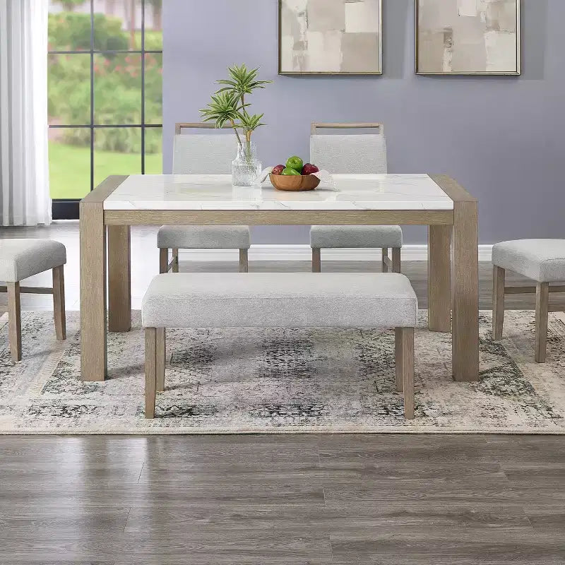 Panca imbottita Zelalle di Roundhill Furniture, in tessuto grigio chiaro con gambe in legno di gomma