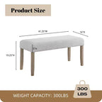 Panca imbottita Zelalle di Roundhill Furniture, in tessuto grigio chiaro con gambe in legno di gomma