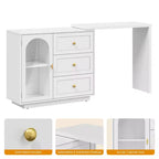 Heynemo Toeletta, mobile angolare estendibile con 3 cassetti e 2 ante, moderna toeletta per camera da letto