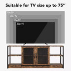 Mobile porta TV in stile rustico per TV da 65/75 pollici, mobile TV con armadietto e ante a rete, tavolino mobile porta TV in stile industriale