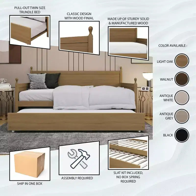 ChaletPosh Letto a Scomparsa in Legno di Dimensioni Singole con Materasso Estraibile