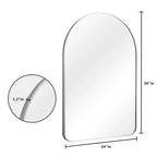 Specchio ad Arco con Bordo Sottile in Alluminio Argento - Angoli Arrotondati 91x61x4cm