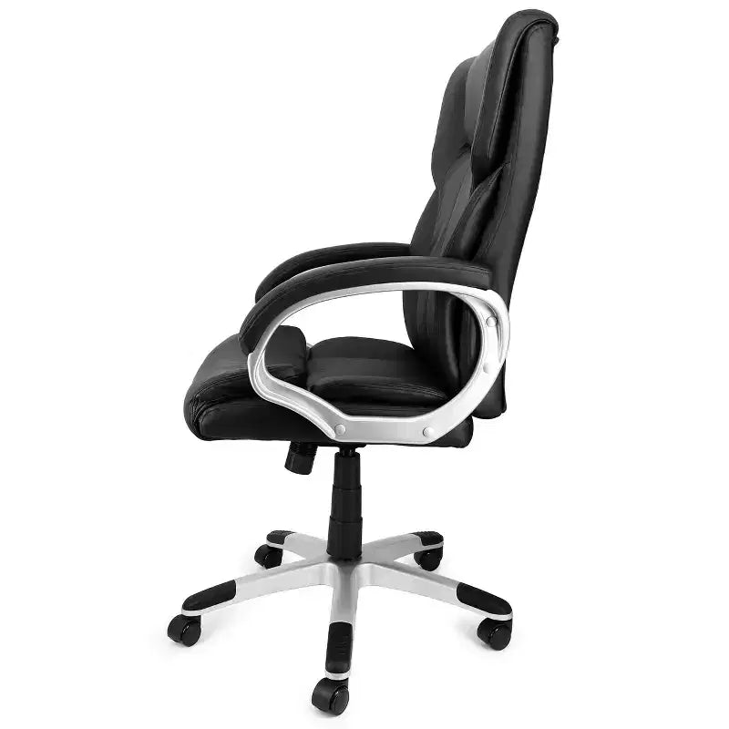 Sedia da ufficio Elama High Back in similpelle regolabile, base nera e grigia
