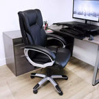 Sedia da ufficio Elama High Back in similpelle regolabile, base nera e grigia