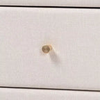 Set da 4 pezzi camera da letto queen Baxton Studio Nikolai in tessuto beige trapuntato con canali e legno wengé marrone, stile metà secolo