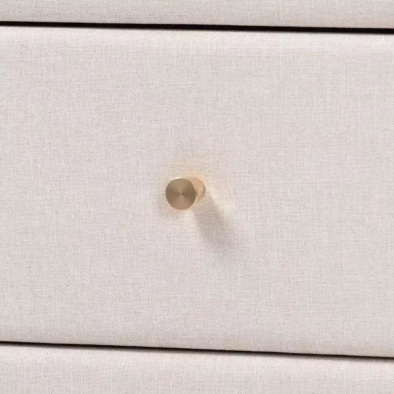 Set da 4 pezzi camera da letto queen Baxton Studio Nikolai in tessuto beige trapuntato con canali e legno wengé marrone, stile metà secolo