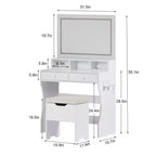 VECELO Toeletta con specchio illuminato a LED e presa di corrente, Tavolo da trucco con 4 cassetti e sgabello contenitore, 3 modalità di illuminazione regolabili per camera da letto