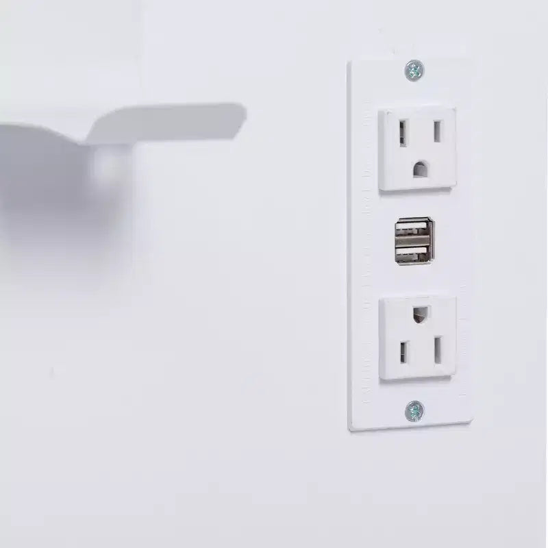 VECELO Toeletta con specchio illuminato a LED e presa di corrente, Tavolo da trucco con 4 cassetti e sgabello contenitore, 3 modalità di illuminazione regolabili per camera da letto