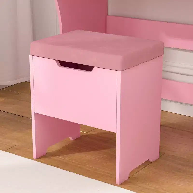 VECELO Toeletta con specchio illuminato a LED e presa di corrente, Tavolo da trucco con 4 cassetti e sgabello contenitore, 3 modalità di illuminazione regolabili per camera da letto