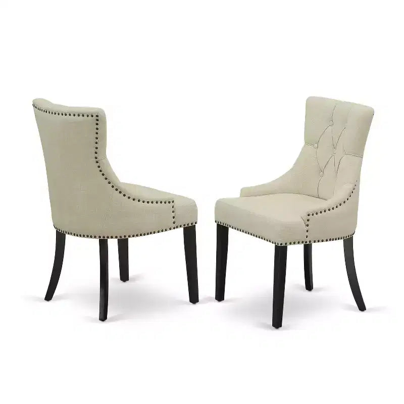 HomeStock Set da Pranzo 7 Pezzi Tavolo Rettangolare con 6 Sedie Nero Beige Chiaro