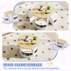Set tavolo e 4 sedie per bambini Costway, tavolo rotondo impilabile, mobili per bambini, grigio/naturale