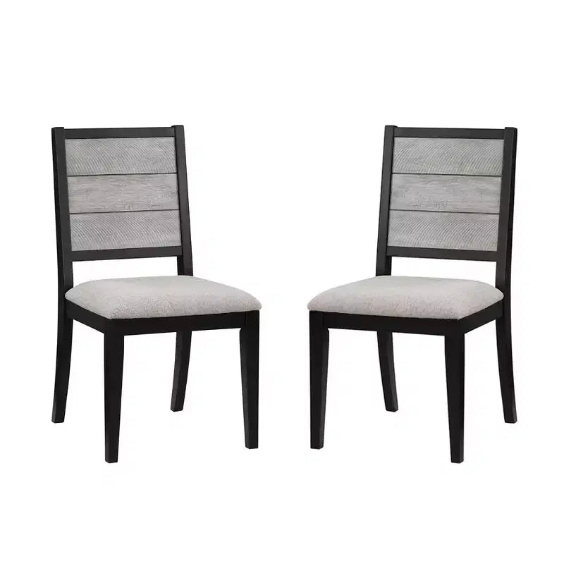 Simple Relax Set of 2 Fabric Upholstered Dining Side Chairs in Dove Grey and Black